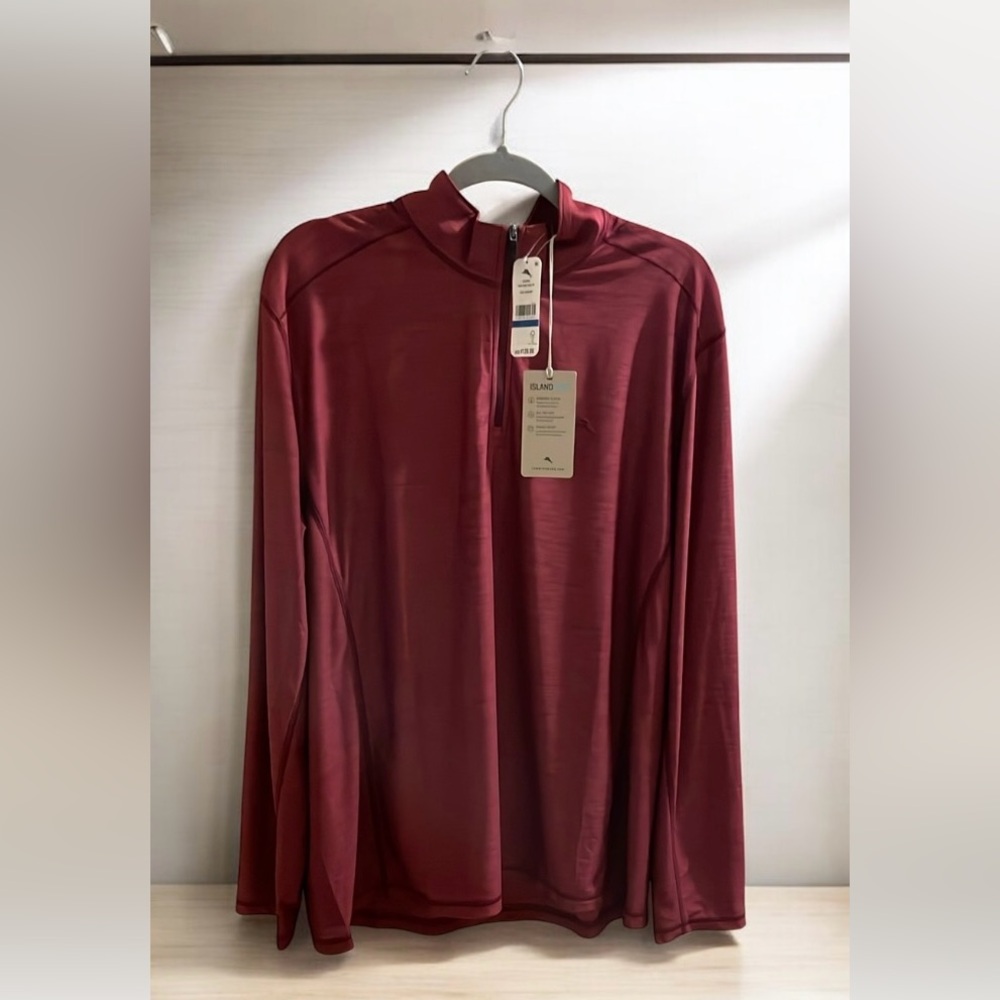 Tommy Bahama Burgundy Zip-Up Shirt XL